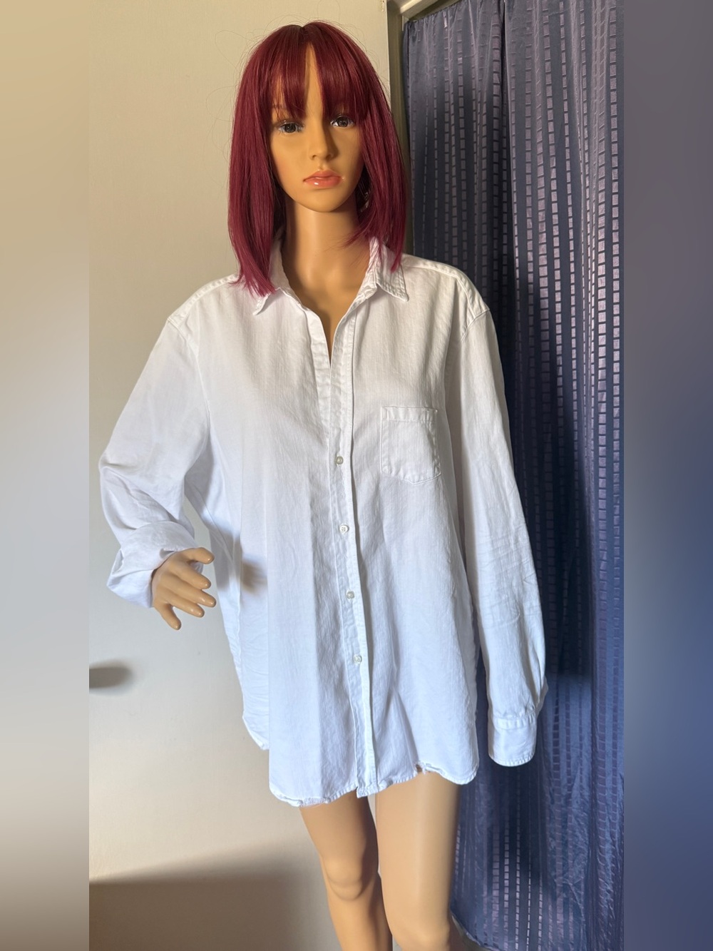 Frank & Eileen Eileen White Lightweight Denim Shirt XL Oversized 52” Bust